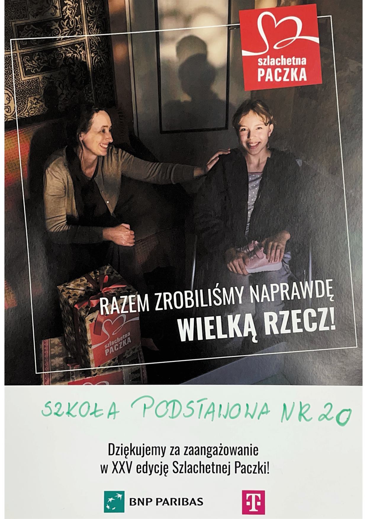 Szlachetna Paczka podziekowanie