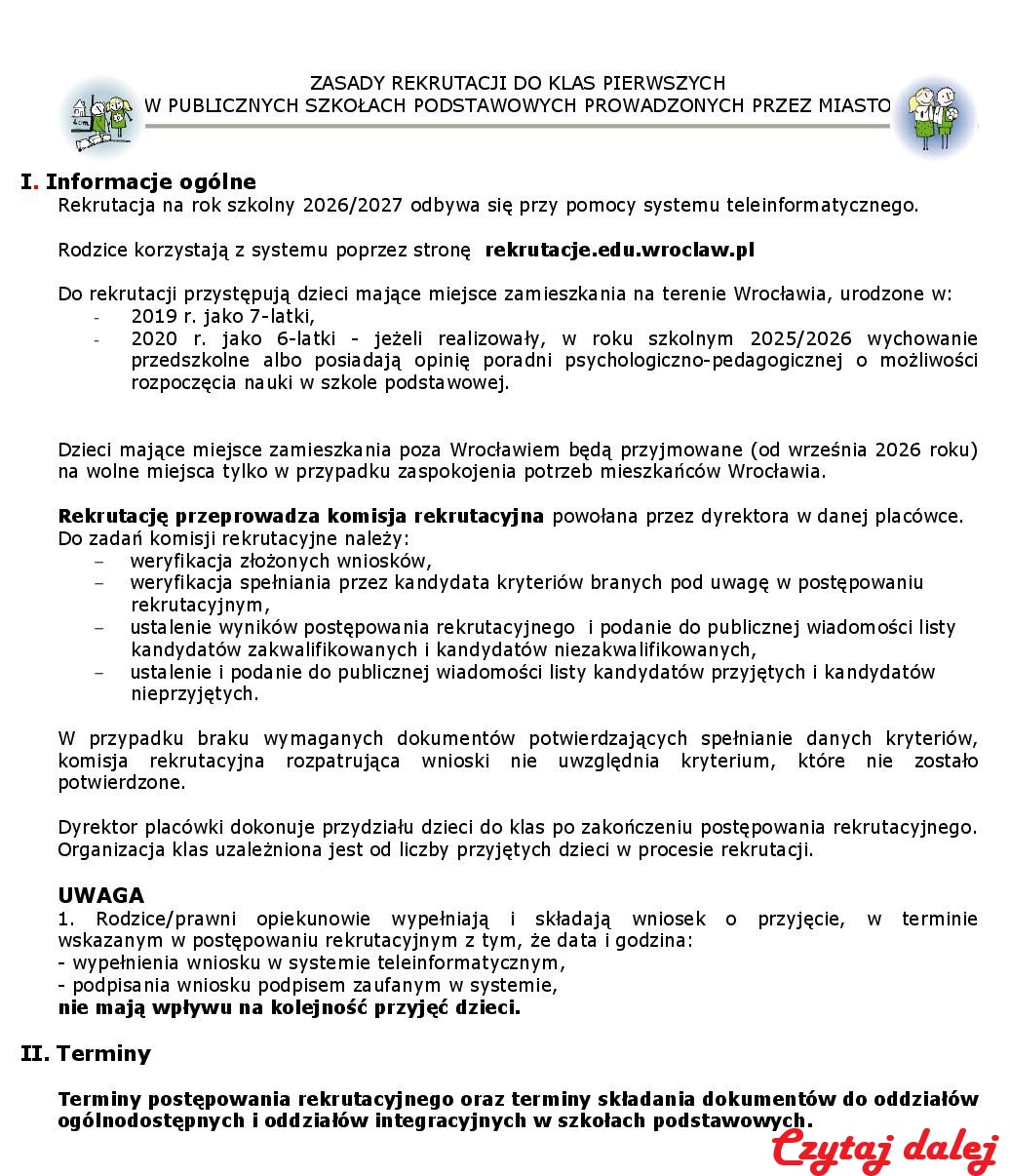 ZASADY NABORU KLASY I.