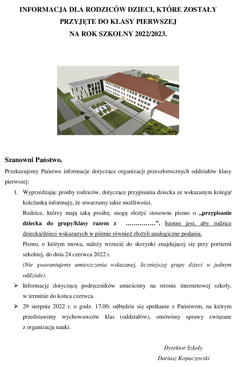 Informacja dla Rodziców