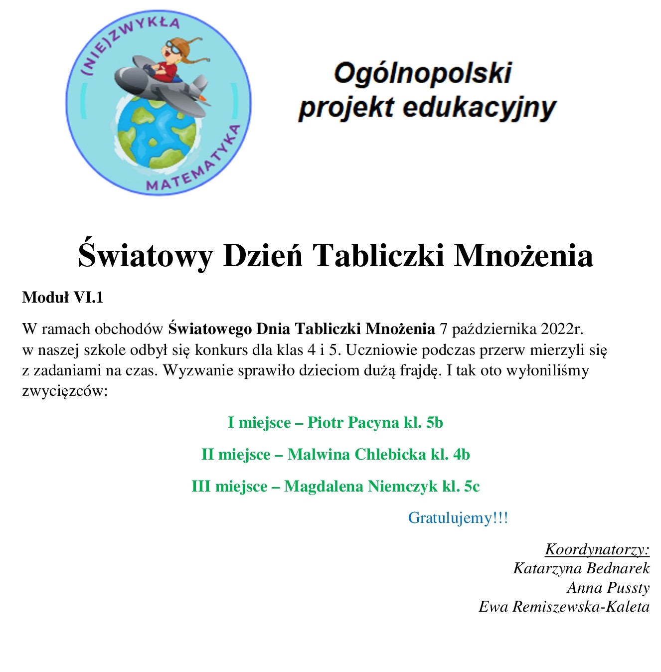 Swiatowy Dzien Tabliczki Mnozenia