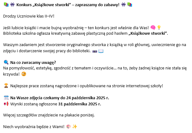 Ksiazkowe stworki   opis