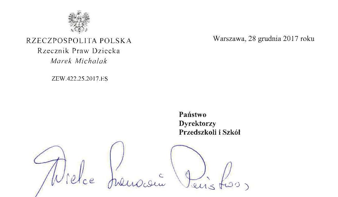 Rzecznik Praw Dziecka 2017 12 28