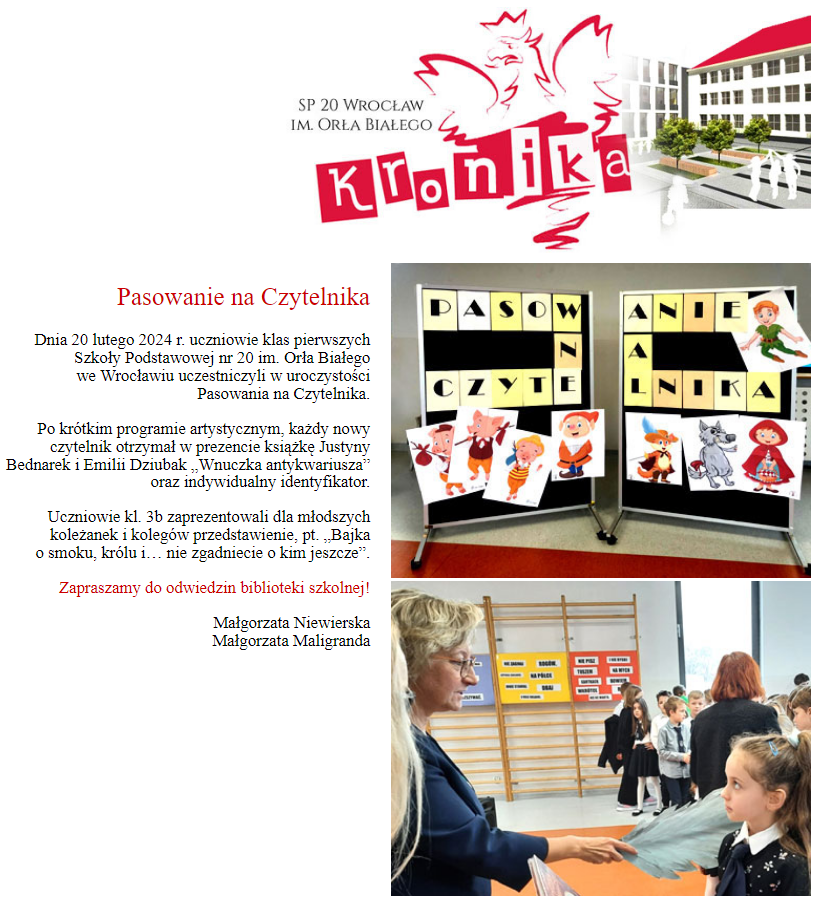 pasowanie na czytelnika '24.02