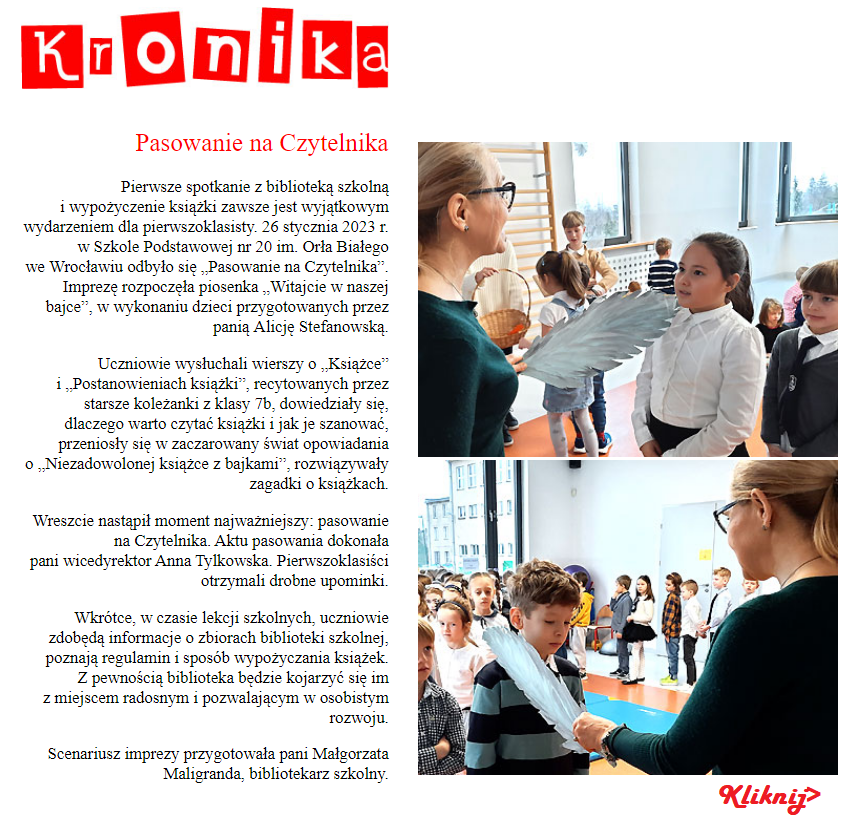 Pasowanie na Czytelnika