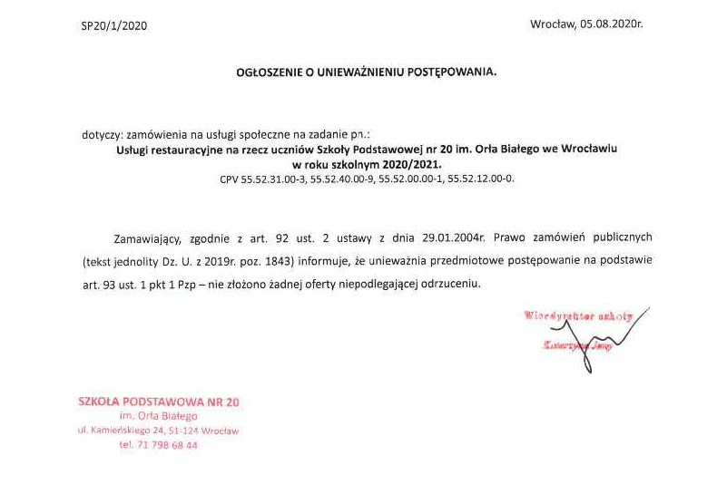 uniewaznienie przetargu