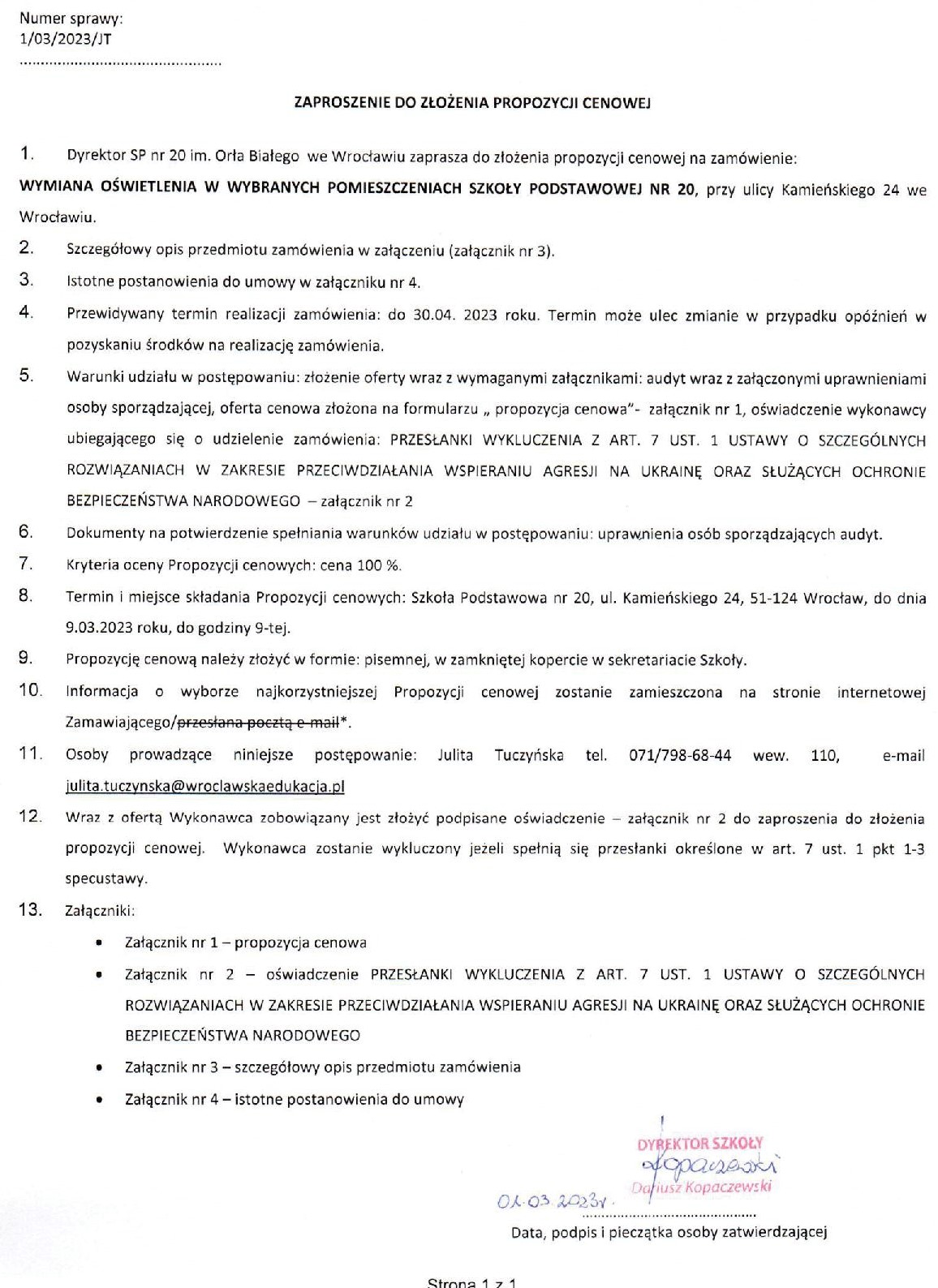 zaproszenie do zlozenia propozycji cenowej