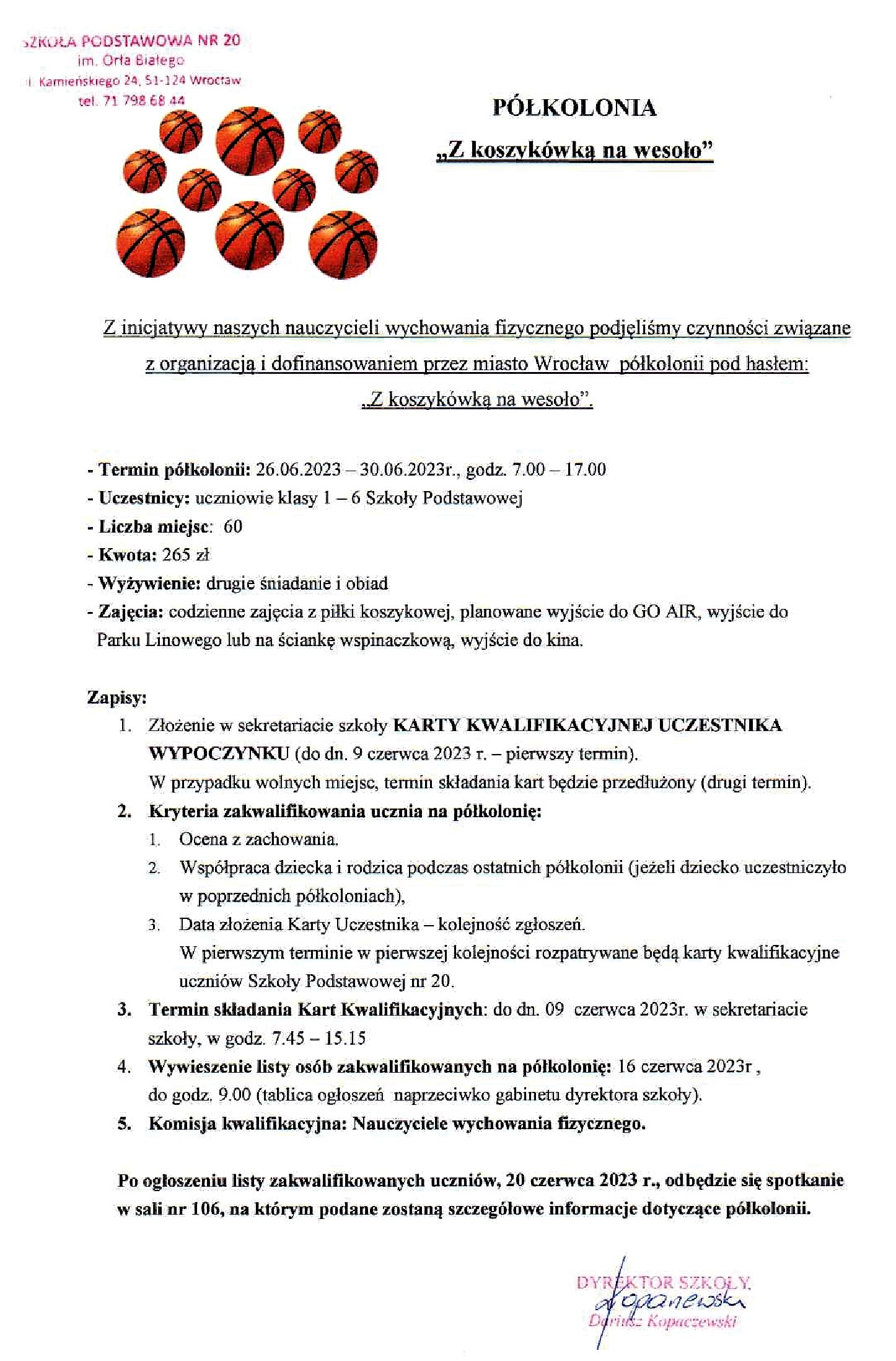 1. Polkolonia   informacja dla Rodzicow