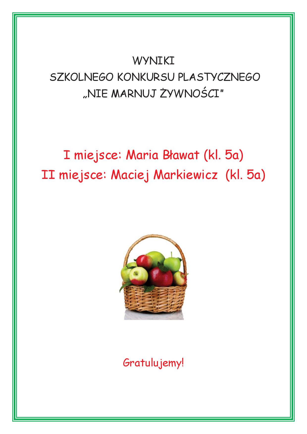wyniki NIE MARNUJ ZYWNOSCI