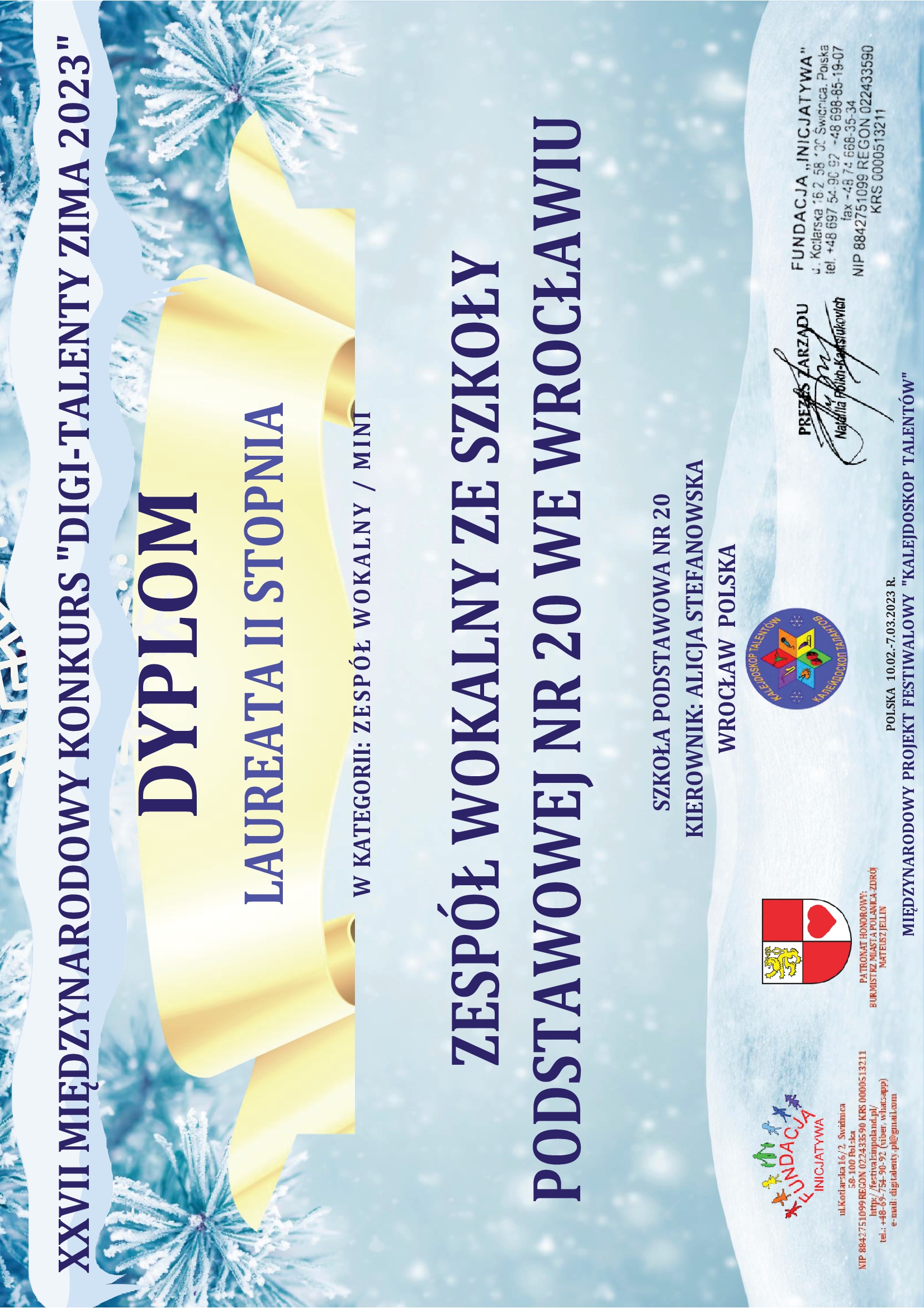 Dyplom Zespol Digi Talenty N250D