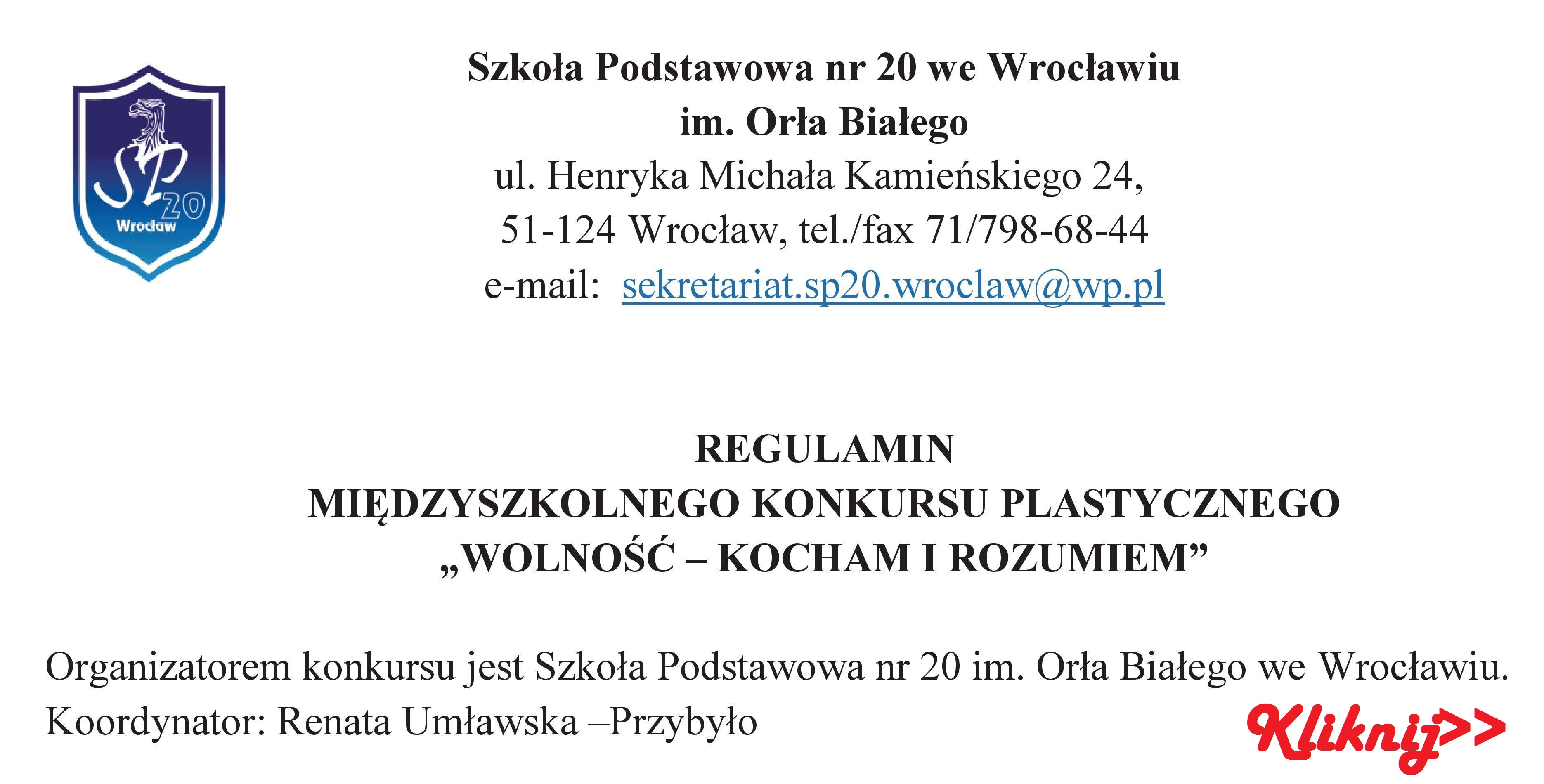 Miedzyszk.KonkursPlastyczny.WOLNOSC KOCHAM I ROZUMIEM